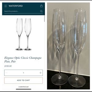 New Waterford Elegance Optic Champagne Flute Glasses